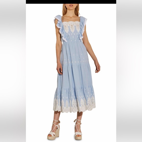 River Island Dresses & Skirts - River Island blue and cream lace trim dress